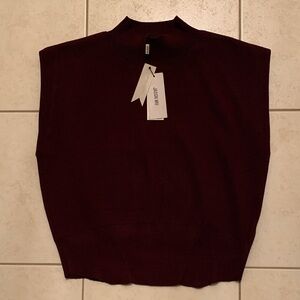 Jason Wu Mock Neck Sweater Vest in Oxblood